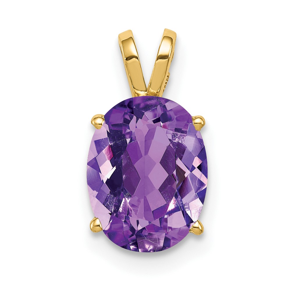 14K Yellow Gold 9x7mm Oval Amethyst Pendant