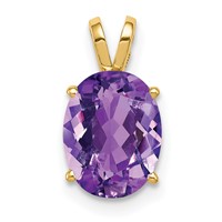14K Yellow Gold 9x7mm Oval Amethyst Pendant view 1