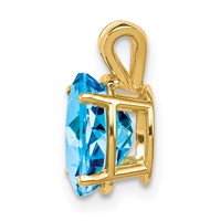 14K Yellow Gold 9x 7mm Oval Blue Topaz Pendant view 2