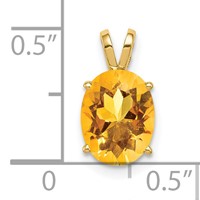 14K Yellow Gold 9x7mm Oval Citrine Pendant view 3