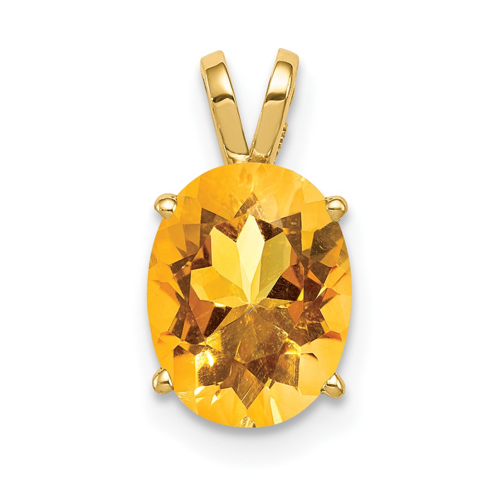 14K Yellow Gold 9x7mm Oval Citrine Pendant