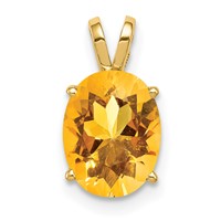 14K Yellow Gold 9x7mm Oval Citrine Pendant view 1