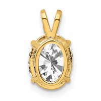 14K Yellow Gold 9x7mm Oval Cubic Zirconia Pendant view 3