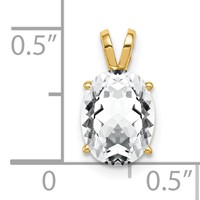 14K Yellow Gold 9x7mm Oval Cubic Zirconia Pendant view 4