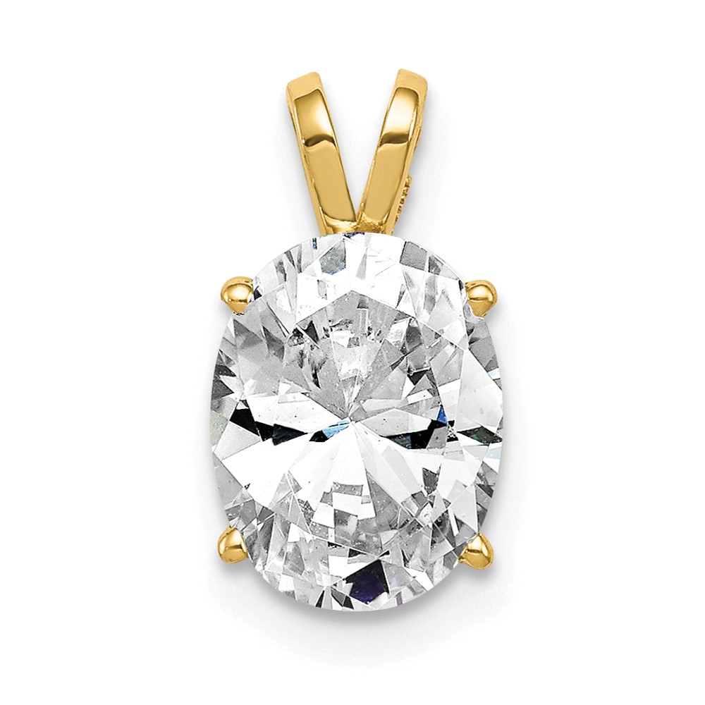 14K Yellow Gold 9x7mm Oval Cubic Zirconia Pendant