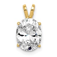 14K Yellow Gold 9x7mm Oval Cubic Zirconia Pendant view 1