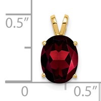 14K Yellow Gold 9x 7mm Oval Garnet Pendant view 3