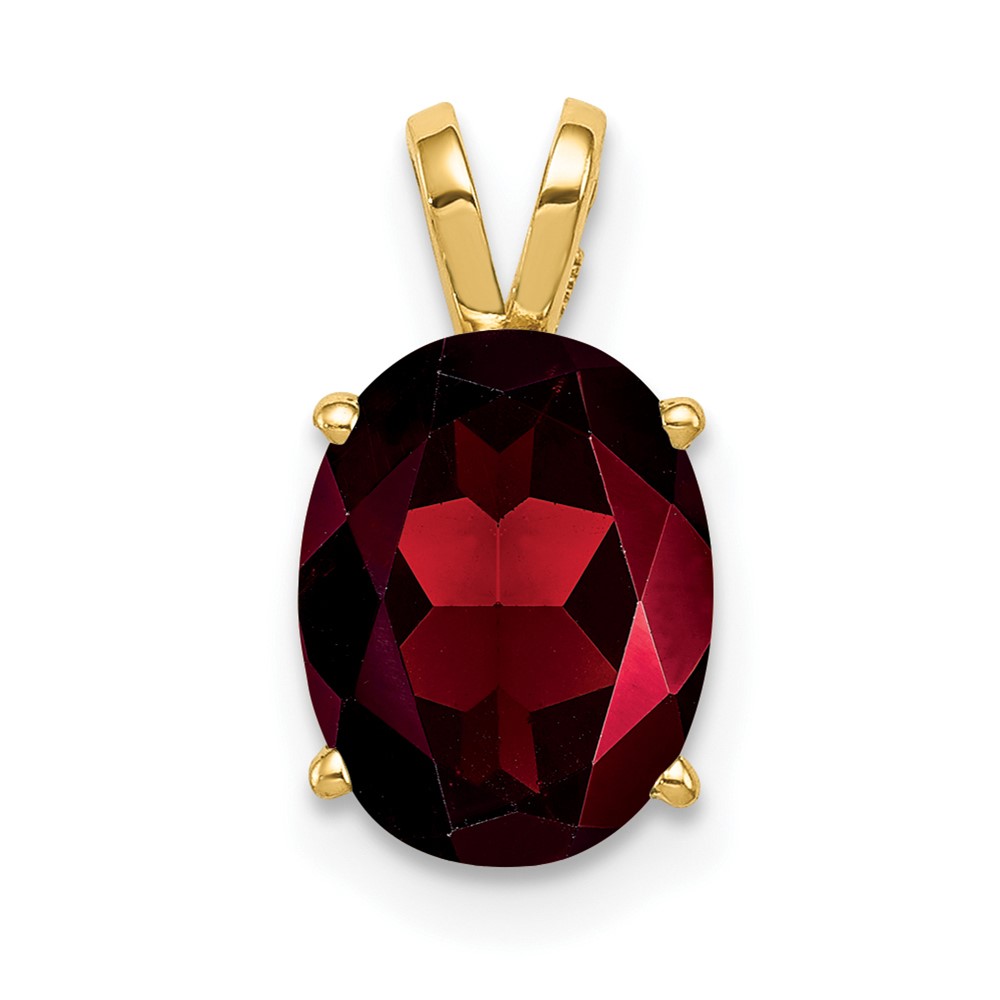 14K Yellow Gold 9x 7mm Oval Garnet Pendant