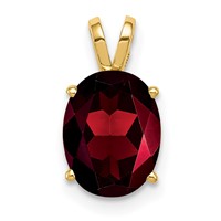 14K Yellow Gold 9x 7mm Oval Garnet Pendant view 1
