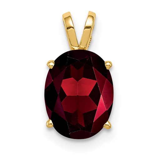 14K Yellow Gold 9x 7mm Oval Garnet Pendant