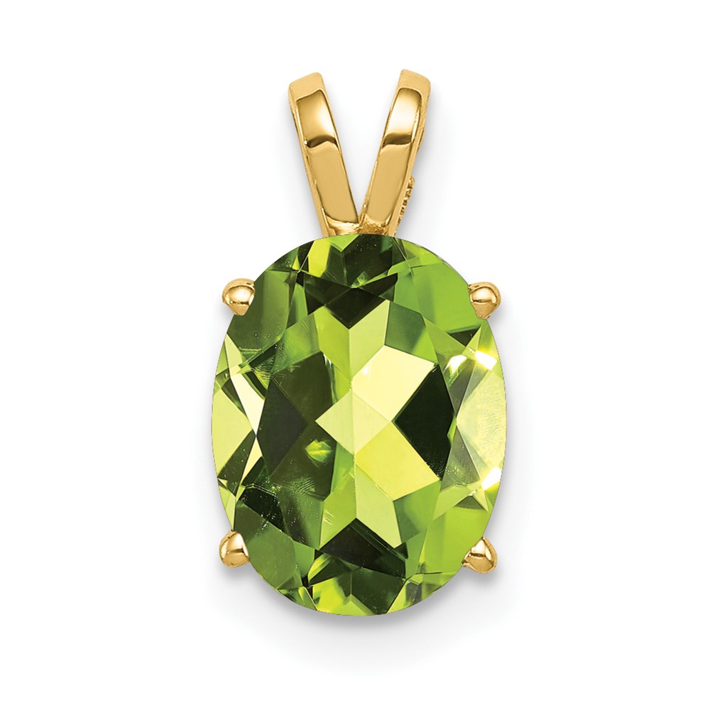 14K Yellow Gold 9x 7mm Oval Peridot Pendant