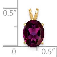 14K Yellow Gold 9x7mm Oval Rhodolite Garnet Pendant view 2