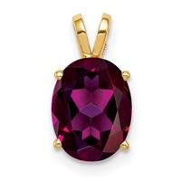 14K Yellow Gold 9x7mm Oval Rhodolite Garnet Pendant view 1