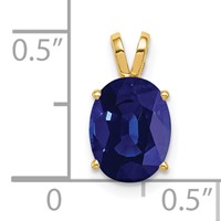 14K Yellow Gold 9x7mm Oval Sapphire Pendant view 2