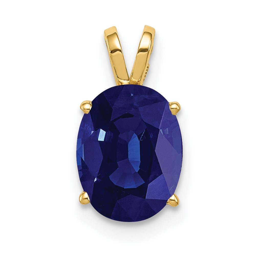14K Yellow Gold 9x7mm Oval Sapphire Pendant