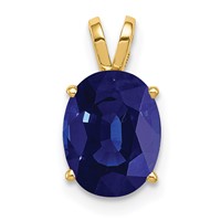 14K Yellow Gold 9x7mm Oval Sapphire Pendant view 1