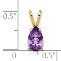 14K Yellow Gold 8x 5mm Pear Amethyst Pendant view 3