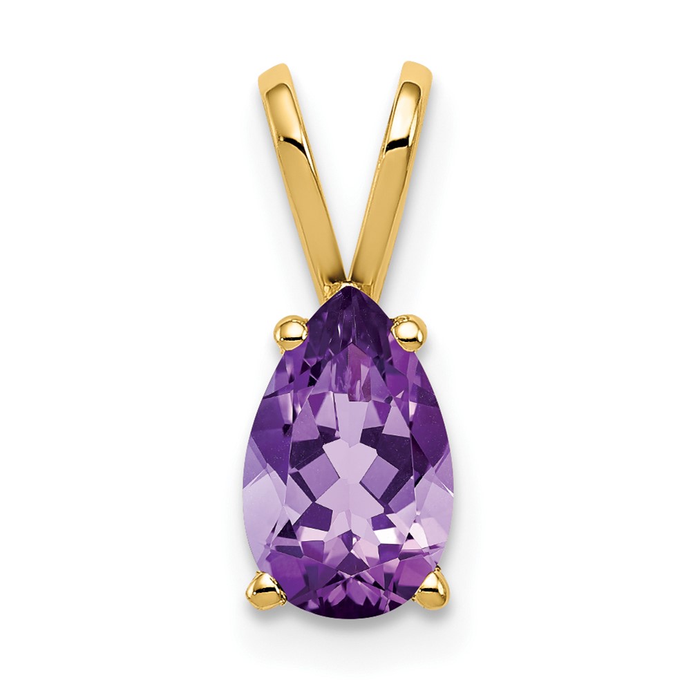 14K Yellow Gold 8x 5mm Pear Amethyst Pendant