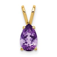 14K Yellow Gold 8x 5mm Pear Amethyst Pendant view 1