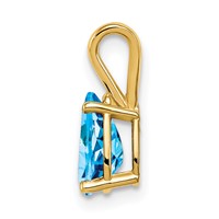 14K Yellow Gold 8x5mm Pear Blue Topaz Pendant view 2