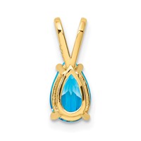 14K Yellow Gold 8x5mm Pear Blue Topaz Pendant view 3