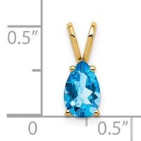 14K Yellow Gold 8x5mm Pear Blue Topaz Pendant view 4