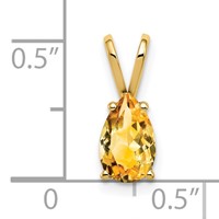14K Yellow Gold 8x 5mm Pear Citrine Pendant view 4