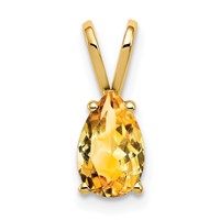 14K Yellow Gold 8x 5mm Pear Citrine Pendant view 1