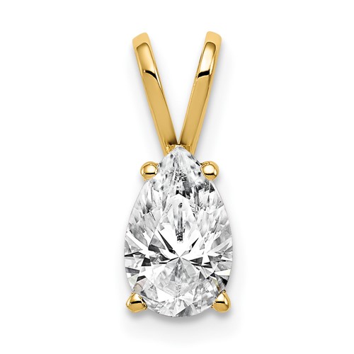 14K Yellow Gold 8x 5mm Pear Cubic Zirconia Pendant