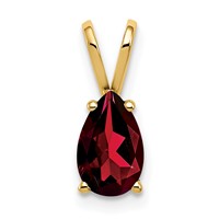 14K Yellow Gold 8x 5mm Pear Garnet Pendant view 1