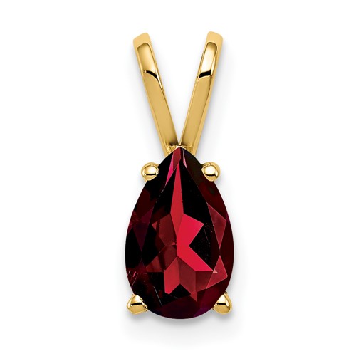 14K Yellow Gold 8x 5mm Pear Garnet Pendant