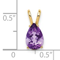 14K Yellow Gold 9x6mm Pear Amethyst Pendant view 4