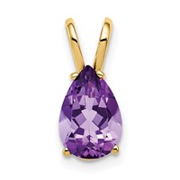 14K Yellow Gold 9x6mm Pear Amethyst Pendant view 1