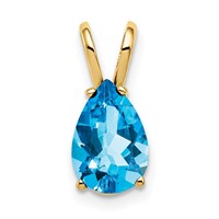 14K Yellow Gold 9x 6mm Pear Blue Topaz Pendant view 1
