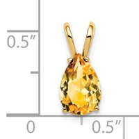 14K Yellow Gold 9x6mm Pear Citrine Pendant view 3