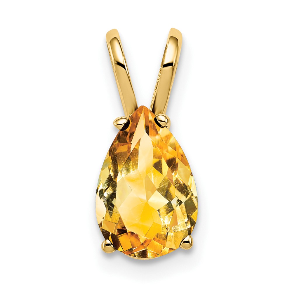 14K Yellow Gold 9x6mm Pear Citrine Pendant
