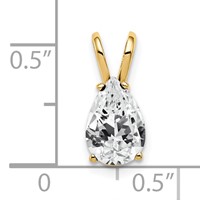 14K Yellow Gold 9x6mm Pear Cubic Zirconia Pendant view 3