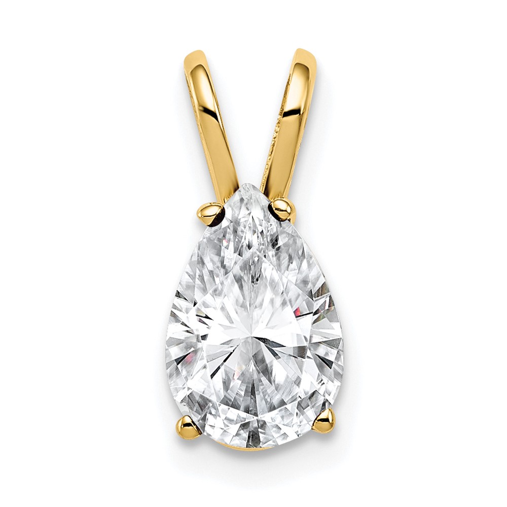 14K Yellow Gold 9x6mm Pear Cubic Zirconia Pendant