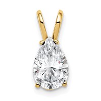 14K Yellow Gold 9x6mm Pear Cubic Zirconia Pendant view 1