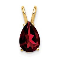 14K Yellow Gold 9x6mm Pear Garnet Pendant view 1