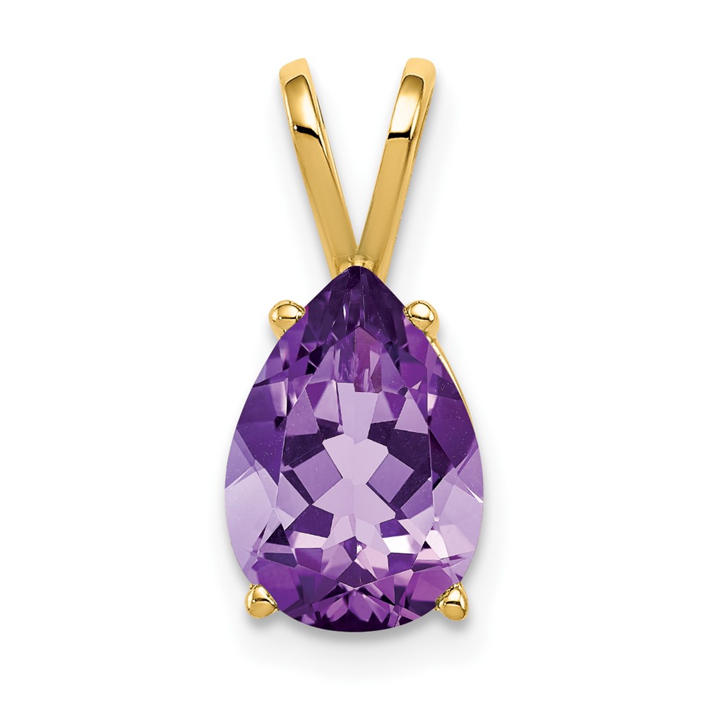 14K 10x7mm Pear Amethyst Pendant