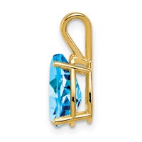 14K Yellow Gold 10x 7mm Pear Blue Topaz Pendant view 2