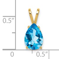 14K Yellow Gold 10x 7mm Pear Blue Topaz Pendant view 3