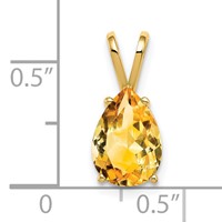 14K Yellow Gold 10x 7mm Pear Citrine Pendant view 3