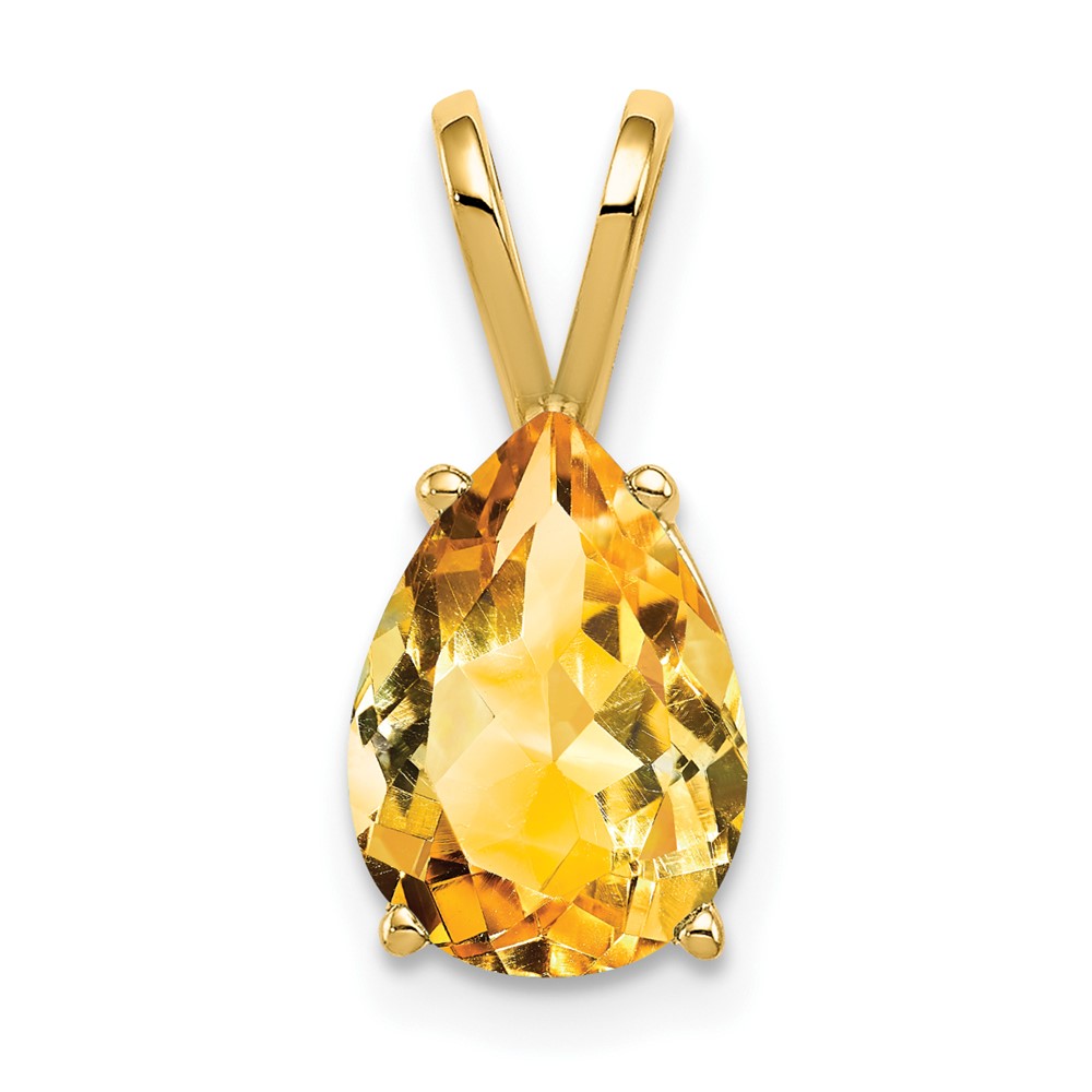 14K Yellow Gold 10x 7mm Pear Citrine Pendant