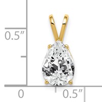 14K Yellow Gold 10x 7mm Pear Cubic Zirconia Pendant view 4