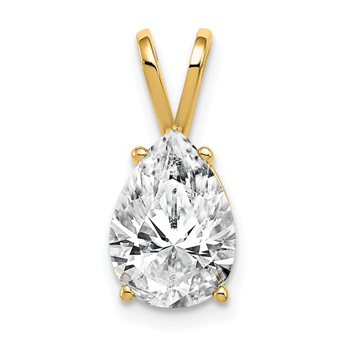 14K Yellow Gold 10x 7mm Pear Cubic Zirconia Pendant
