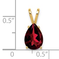14K Yellow Gold 10x 7mm Pear Garnet Pendant view 4