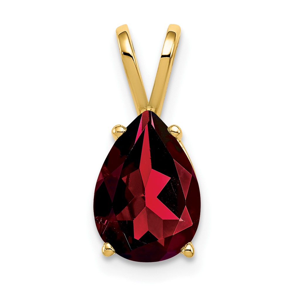 14K Yellow Gold 10x 7mm Pear Garnet Pendant