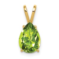 14K Yellow Gold 10x7mm Pear Peridot Pendant view 1